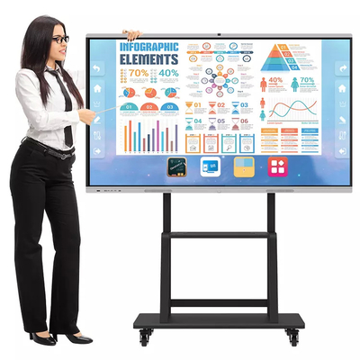 4K 98 Inch Interactive Display Touch Screen กระดานไวท์บอร์ดอิเล็กทรอนิกส์